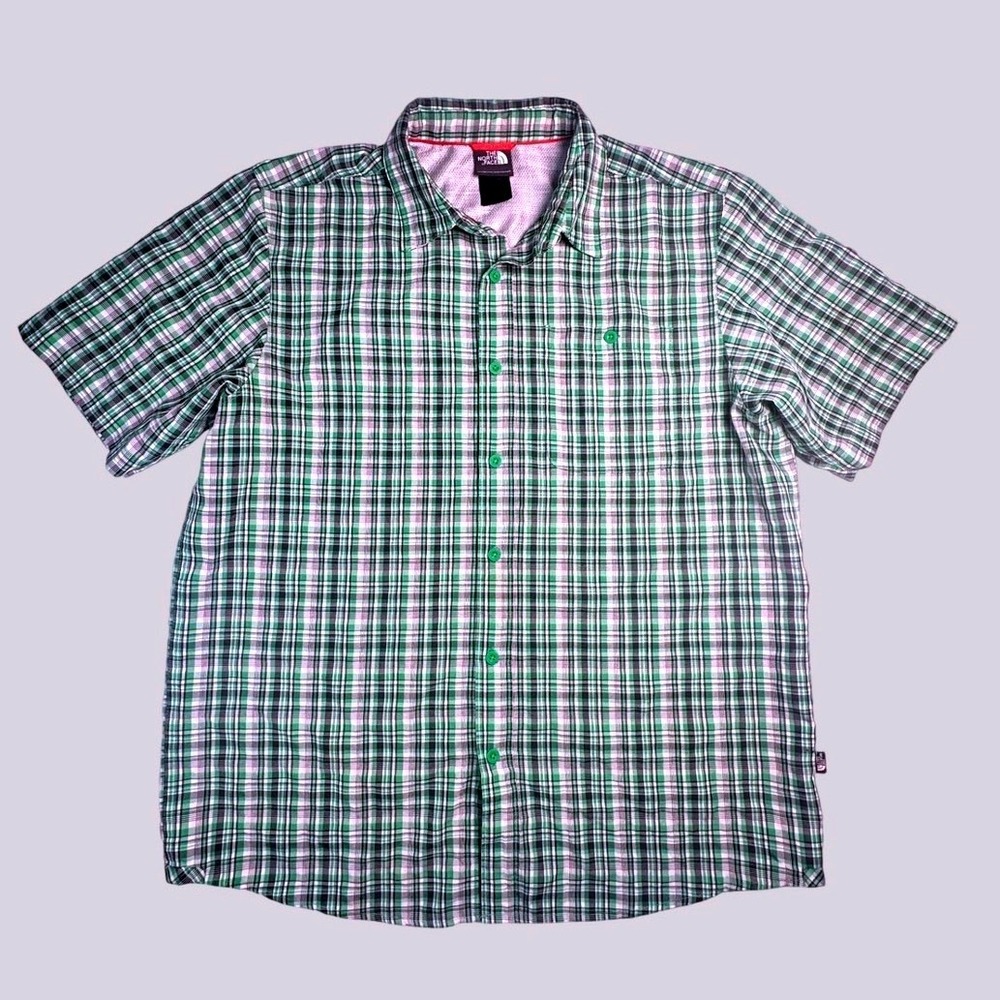 The North Face‎ Mens Green Plaid Short Sleeve Button Up Shirt Large S12PX03